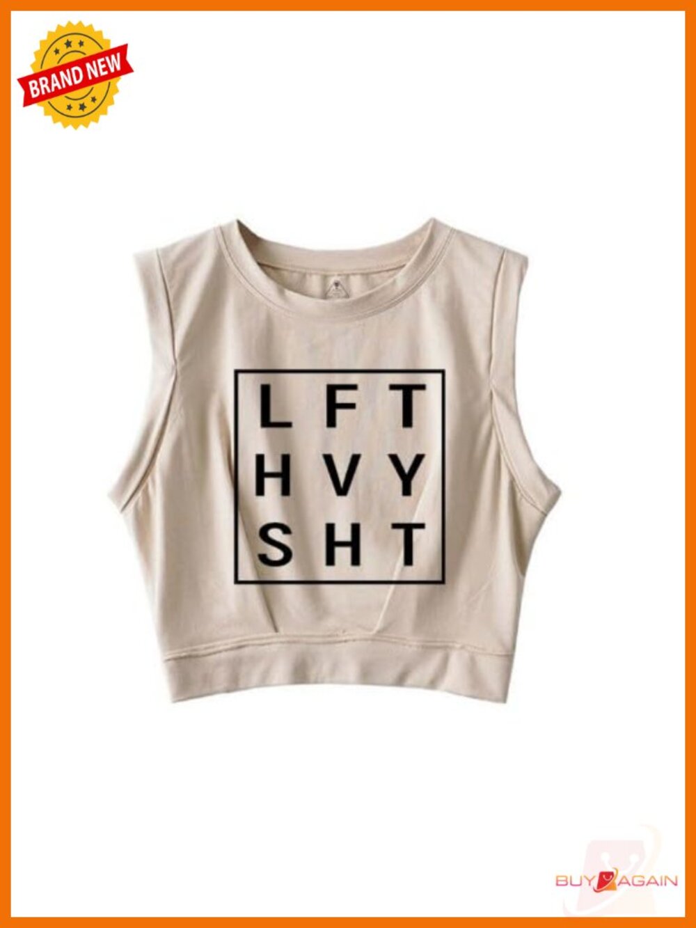 Sleeveless Crop Top Letter Print T-Shirt for Strength Training